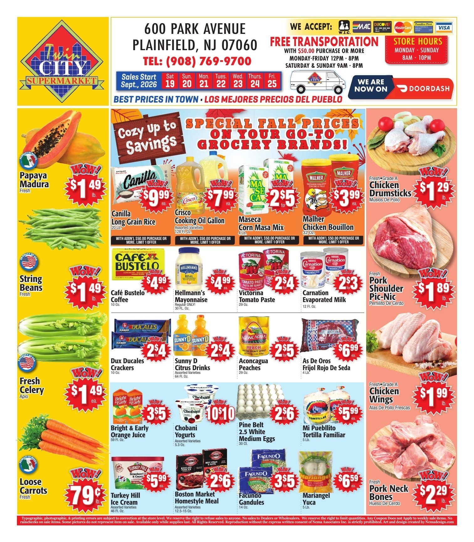 Twin City Supermarket (600 Park Avenue, Plainfield, NJ) Weekly Ad September 20 - 26, 2026