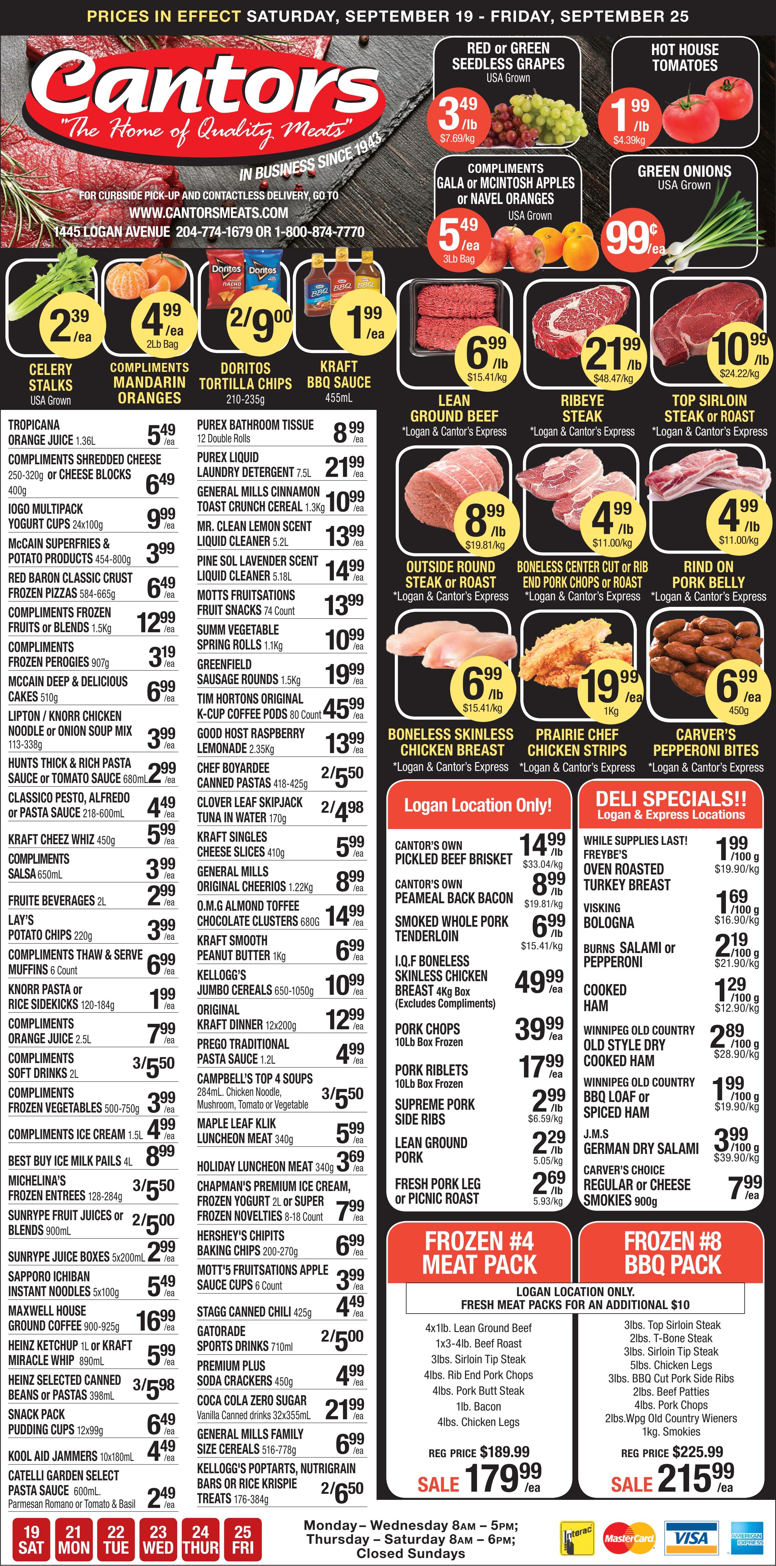 Cantor's Meats Flyer September 19 to 25