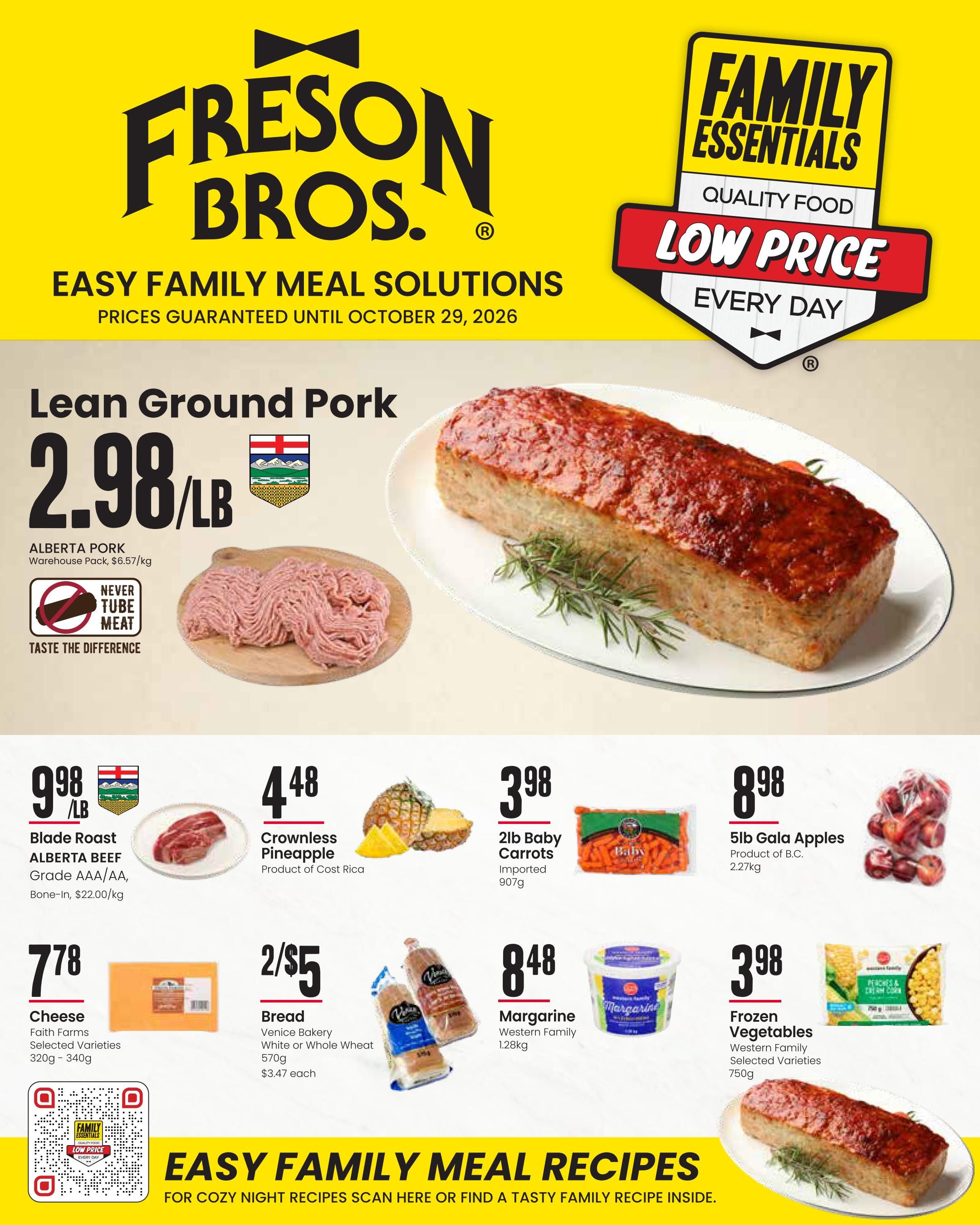 Freson Bros. Family Essentials Monthly Flyer September 25 to October 29