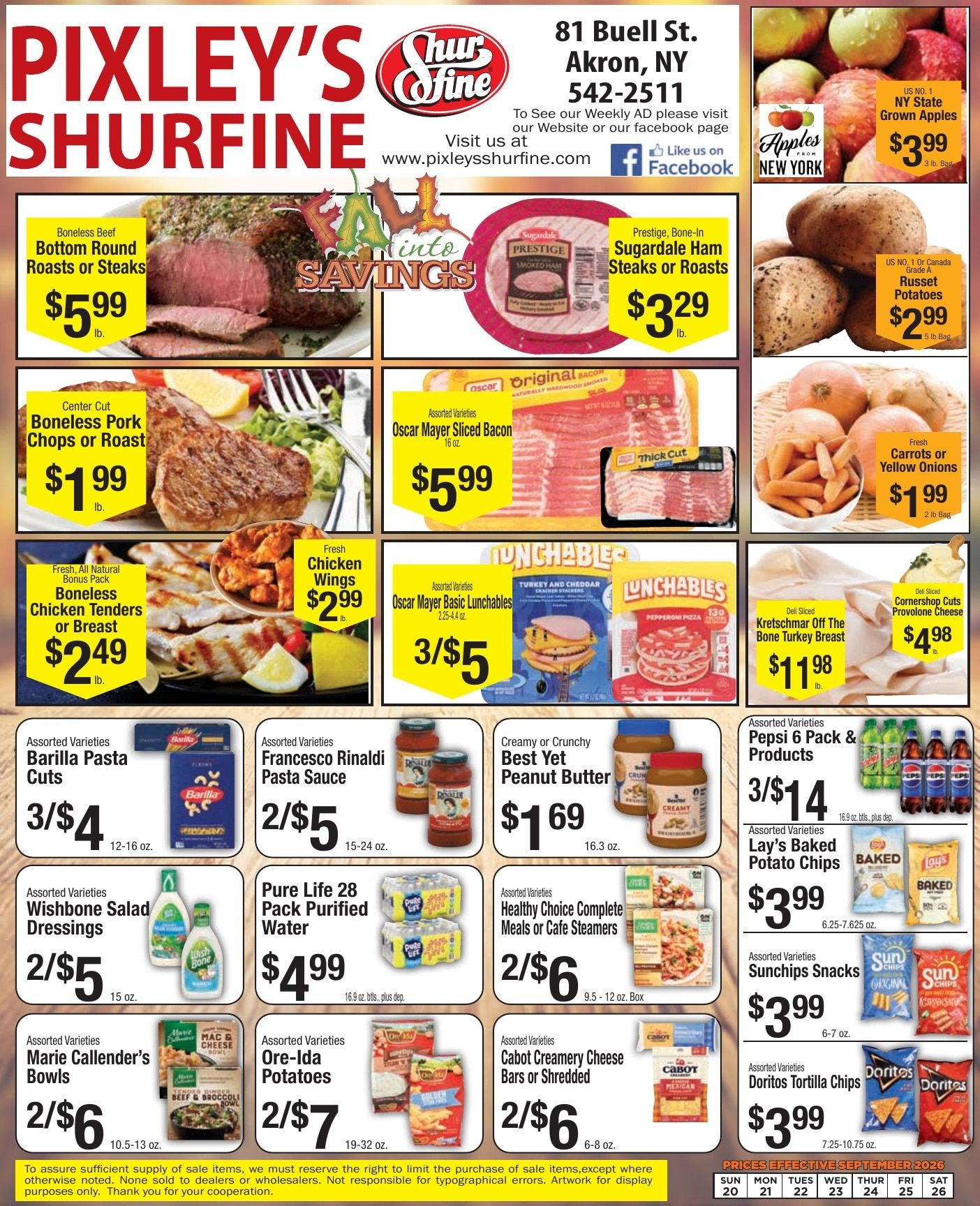 Pixley's Shurfine Food Mart Weekly Ad September 20 - 26, 2026