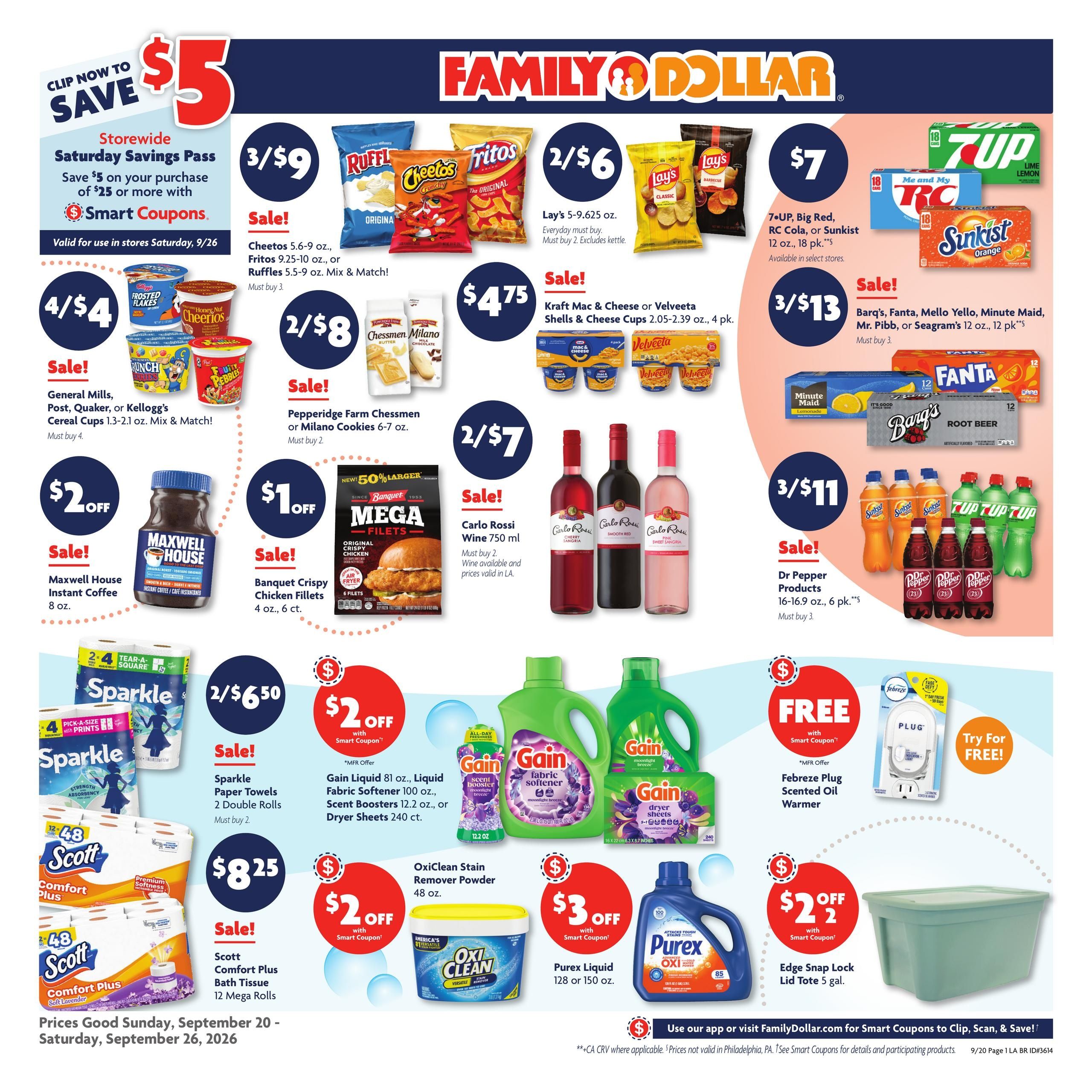 Family Dollar (Addis Area, LA) Weekly Ad September 20 - 26, 2026