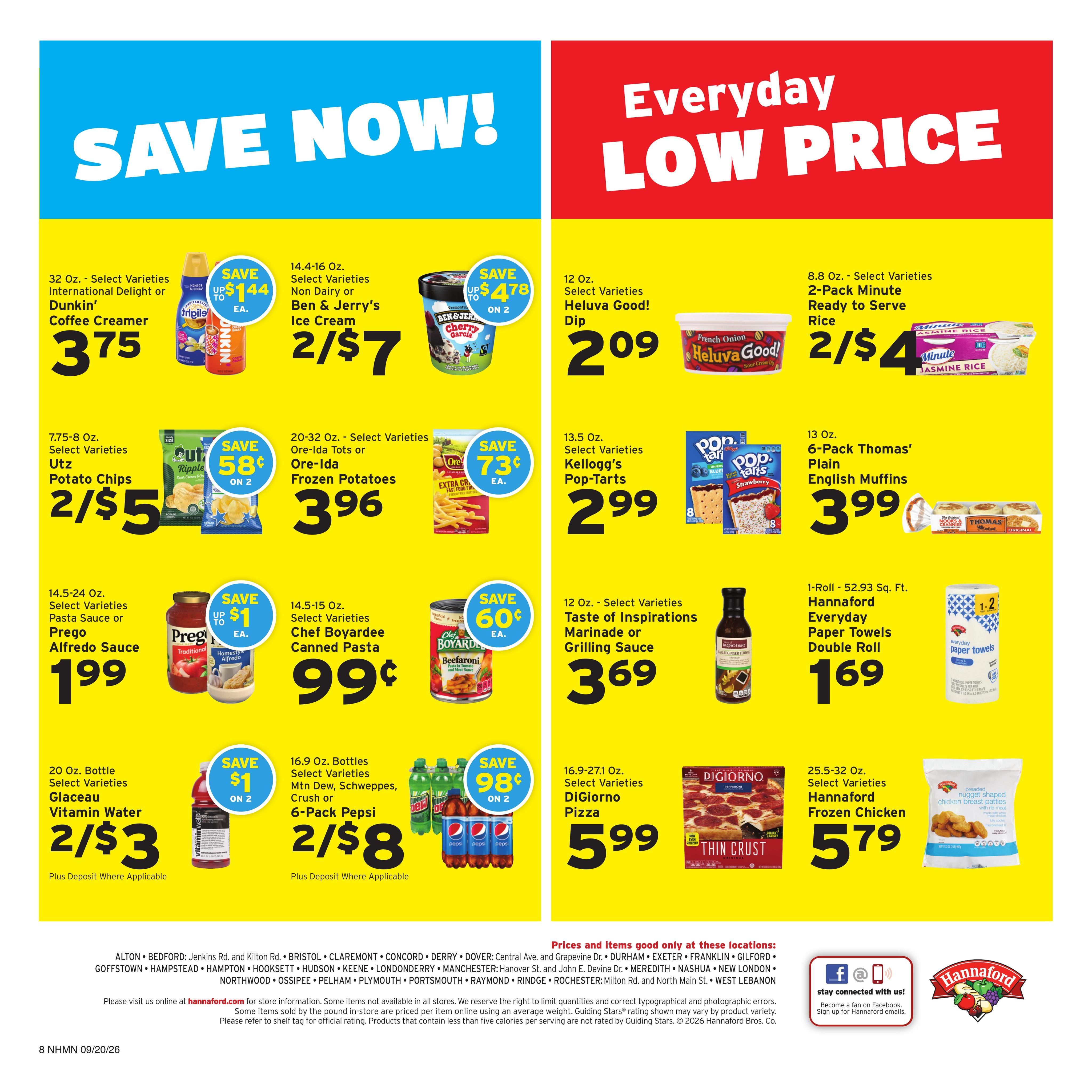 Hannaford (Concord Area, NH) Week 39 Weekly Ad September 20 - 26, 2026