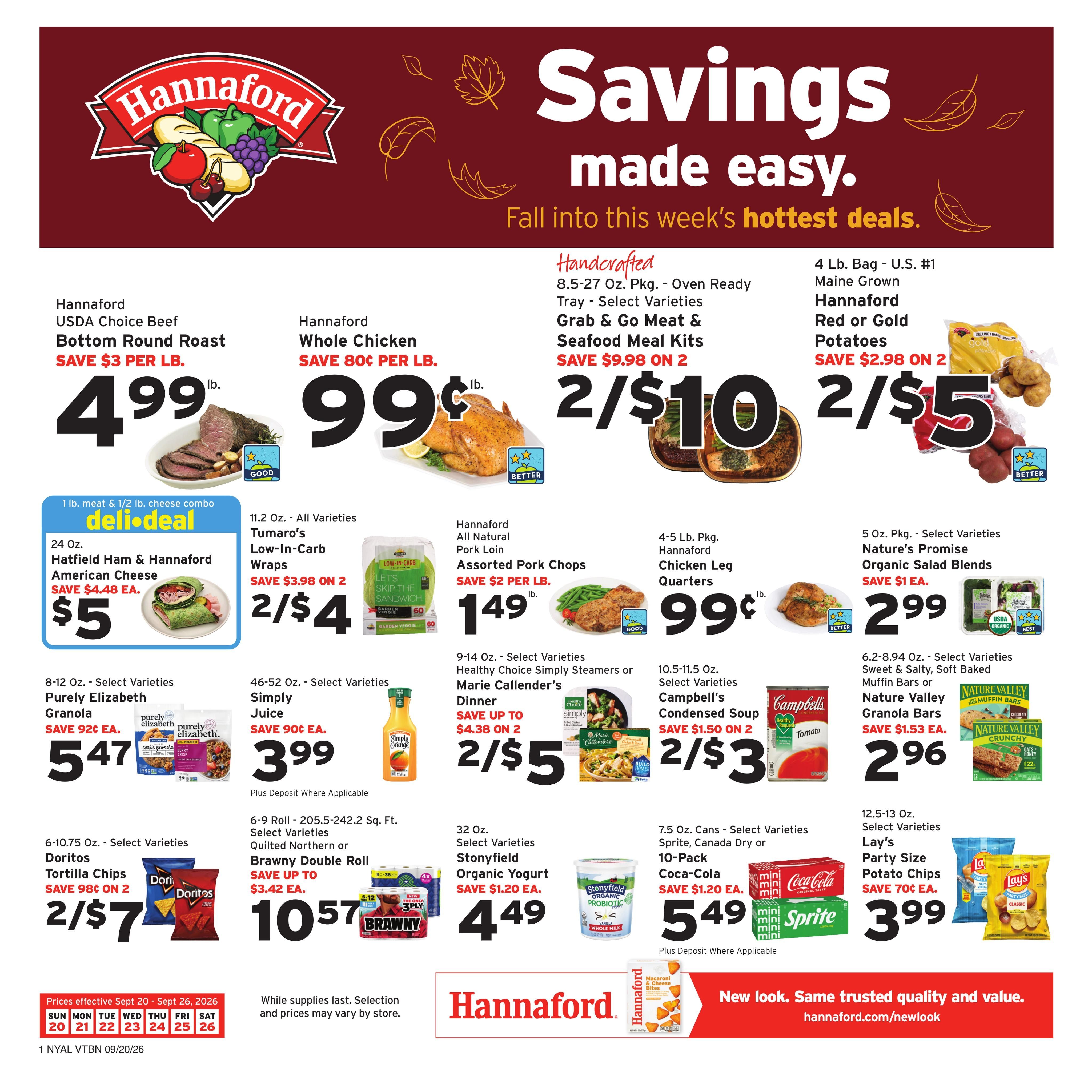 Hannaford (Albany Area, NY) Week 39 Weekly Ad September 20 - 26, 2026