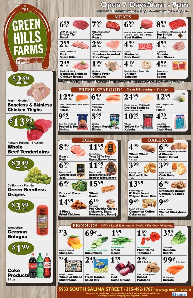 Green Hills Farms Weekly Ad September 20 - 26, 2026