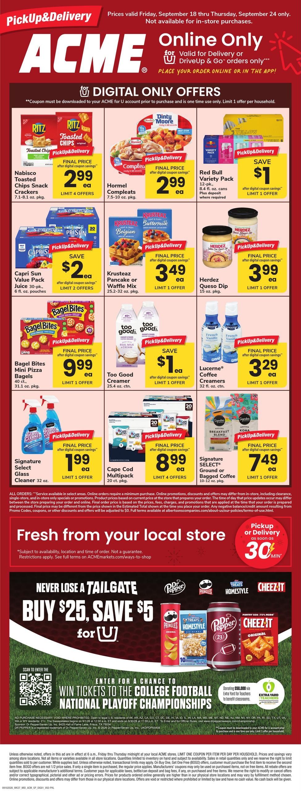 Acme Markets (Philadelphia Area, PA) Bonus Online Savings Weekly Ad September 18 - 24, 2026