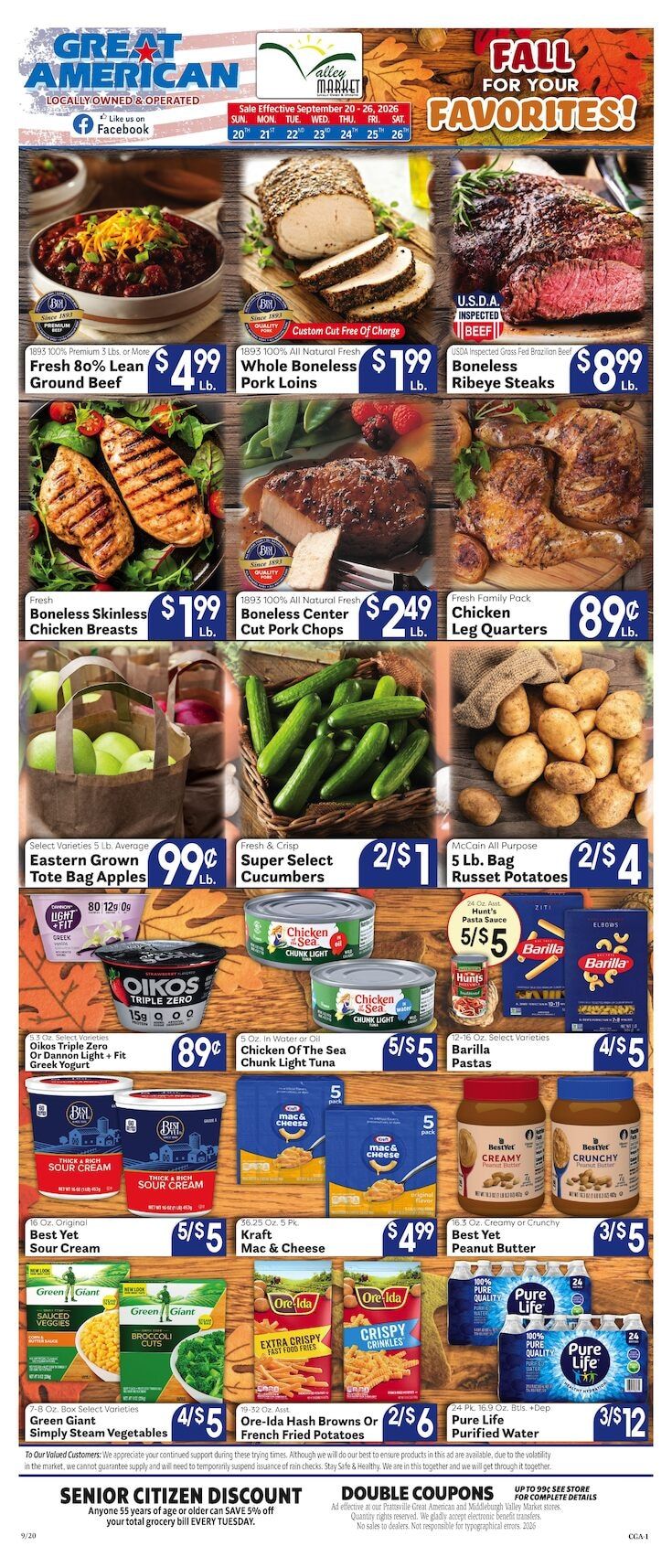 Valley Market and Jim's Great American Weekly Ad September 20 - 26, 2026