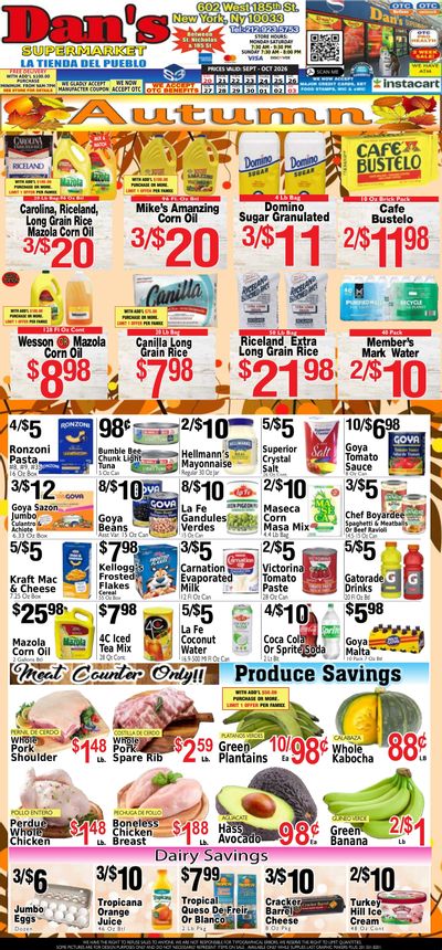 Dan's Supermarket Weekly Ad September 20 - October 26, 2026
