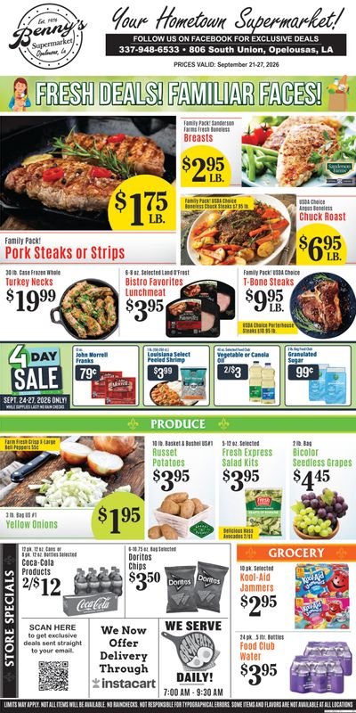 Benny's Supermarket Weekly Ad September 21 - 27, 2026