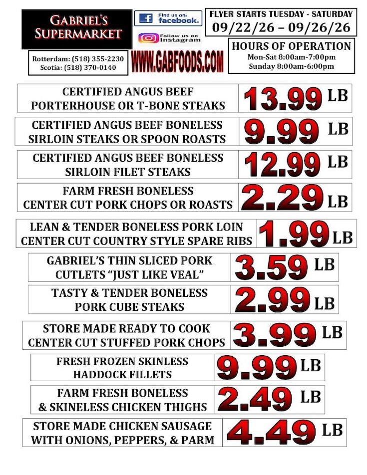 Gabriel's Supermarkets Weekly Ad September 20 - 26, 2026