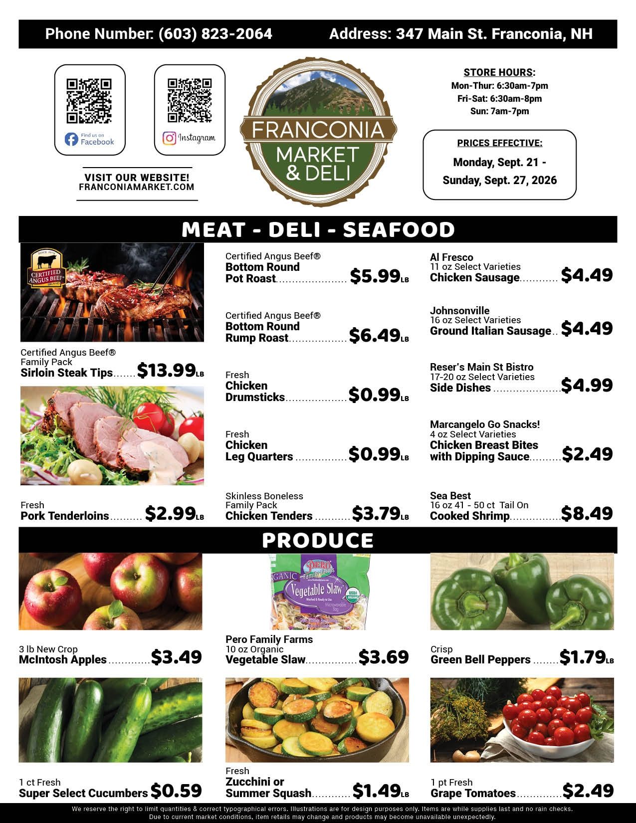 Franconia Market Weekly Ad September 21 - 27, 2026