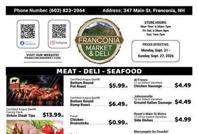 Franconia Market Weekly Ad September 21 - 27, 2026