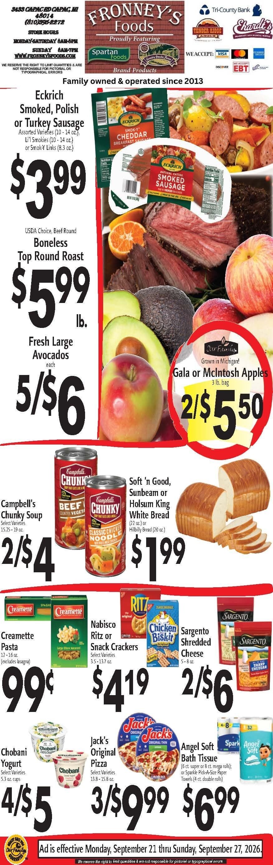 Fronney's Foods Weekly Ad September 21 - 27, 2026