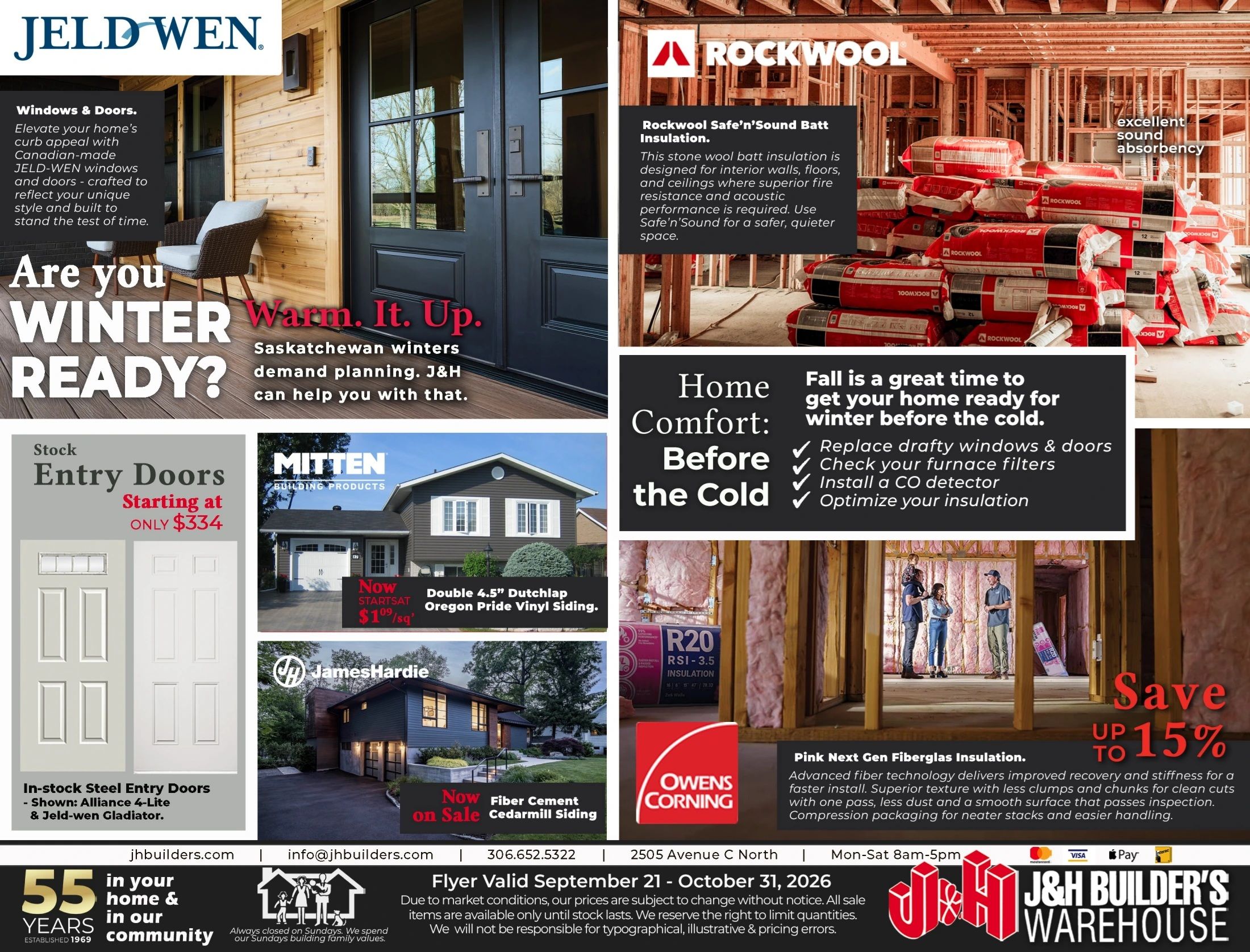 J&H Builder's Warehouse Flyer September 21 to October 31