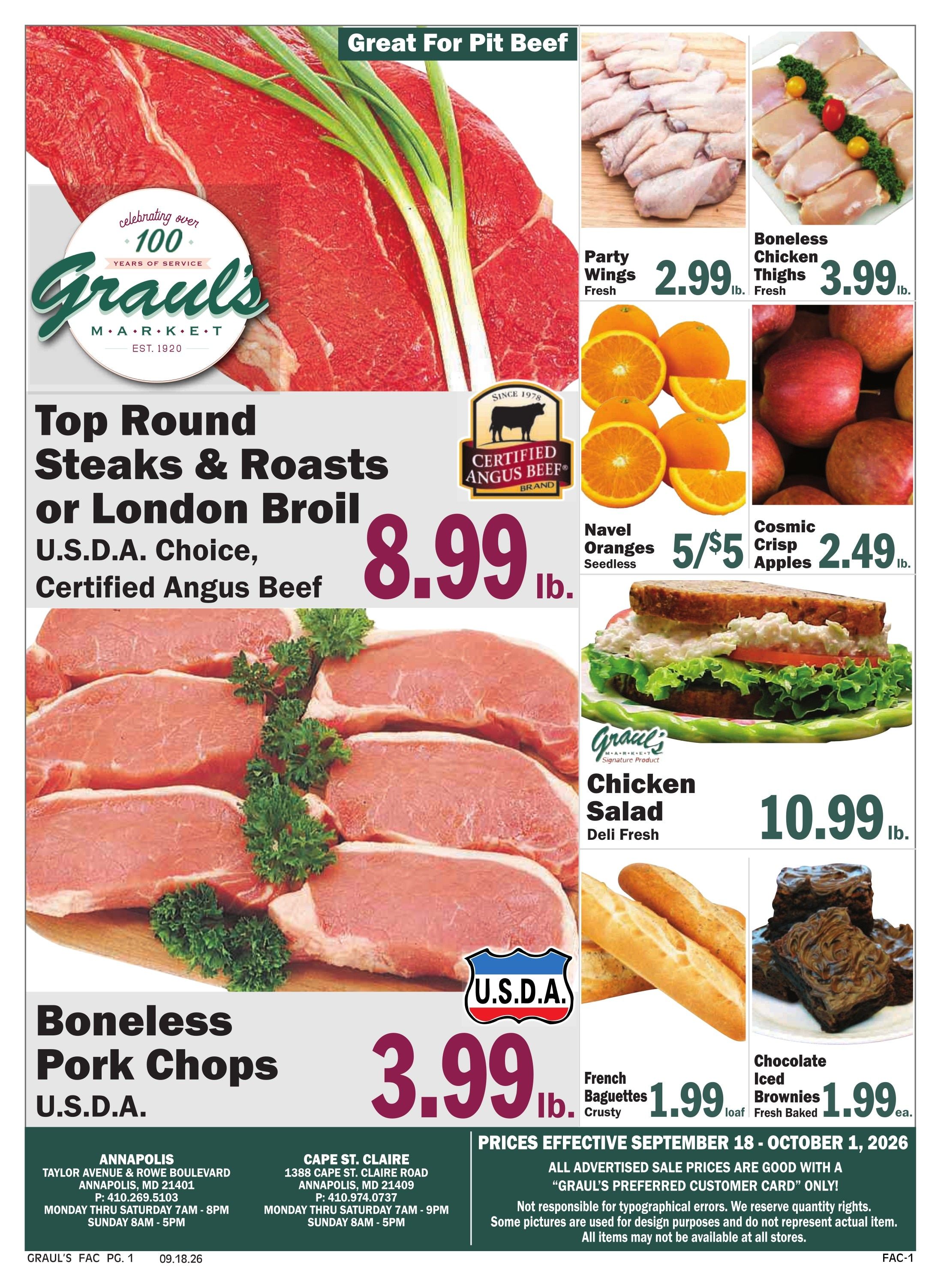 Graul's Market (Annapolis Area, MD) Weekly Ad September 18 - October 1, 2026