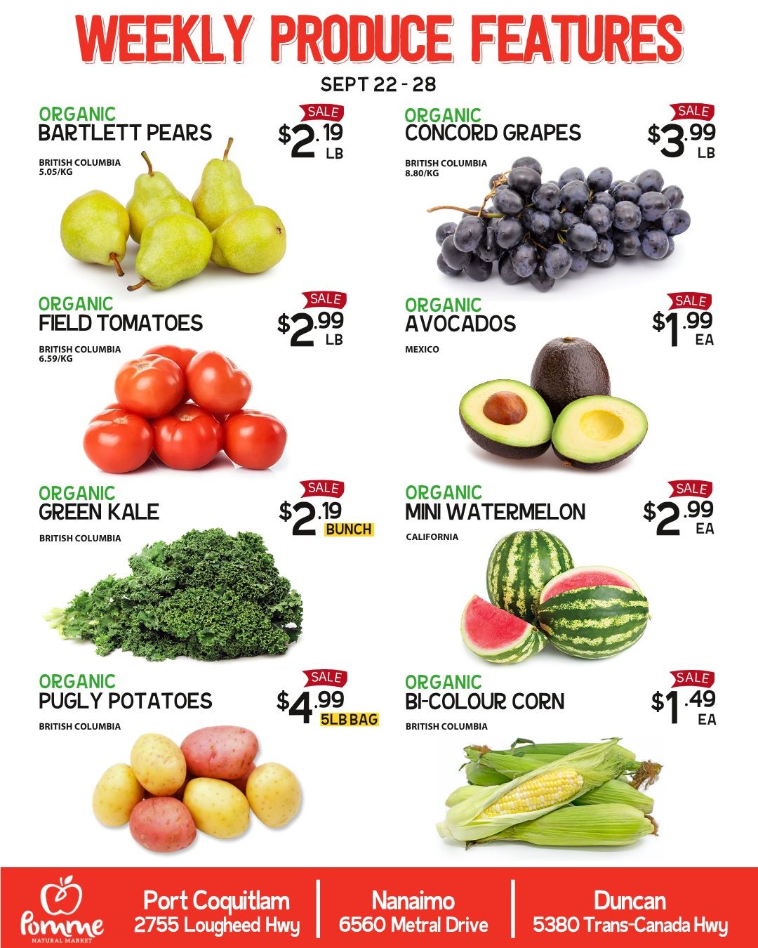Pomme Natural Market Weekly Produce Flyer September 22 to 28