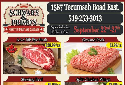 Schwab's & Primo's Flyer September 22 to 27
