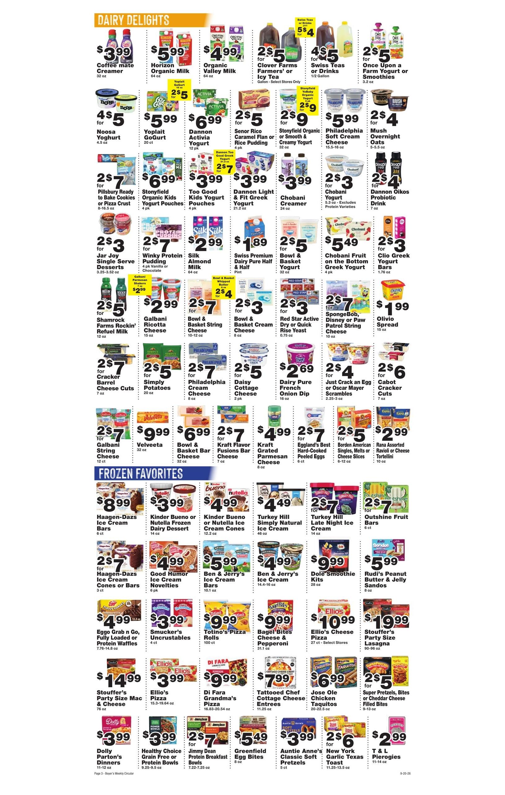 Boyer's Food Markets (Hunlock Creek Area, PA) Weekly Ad September 20 - 26, 2026