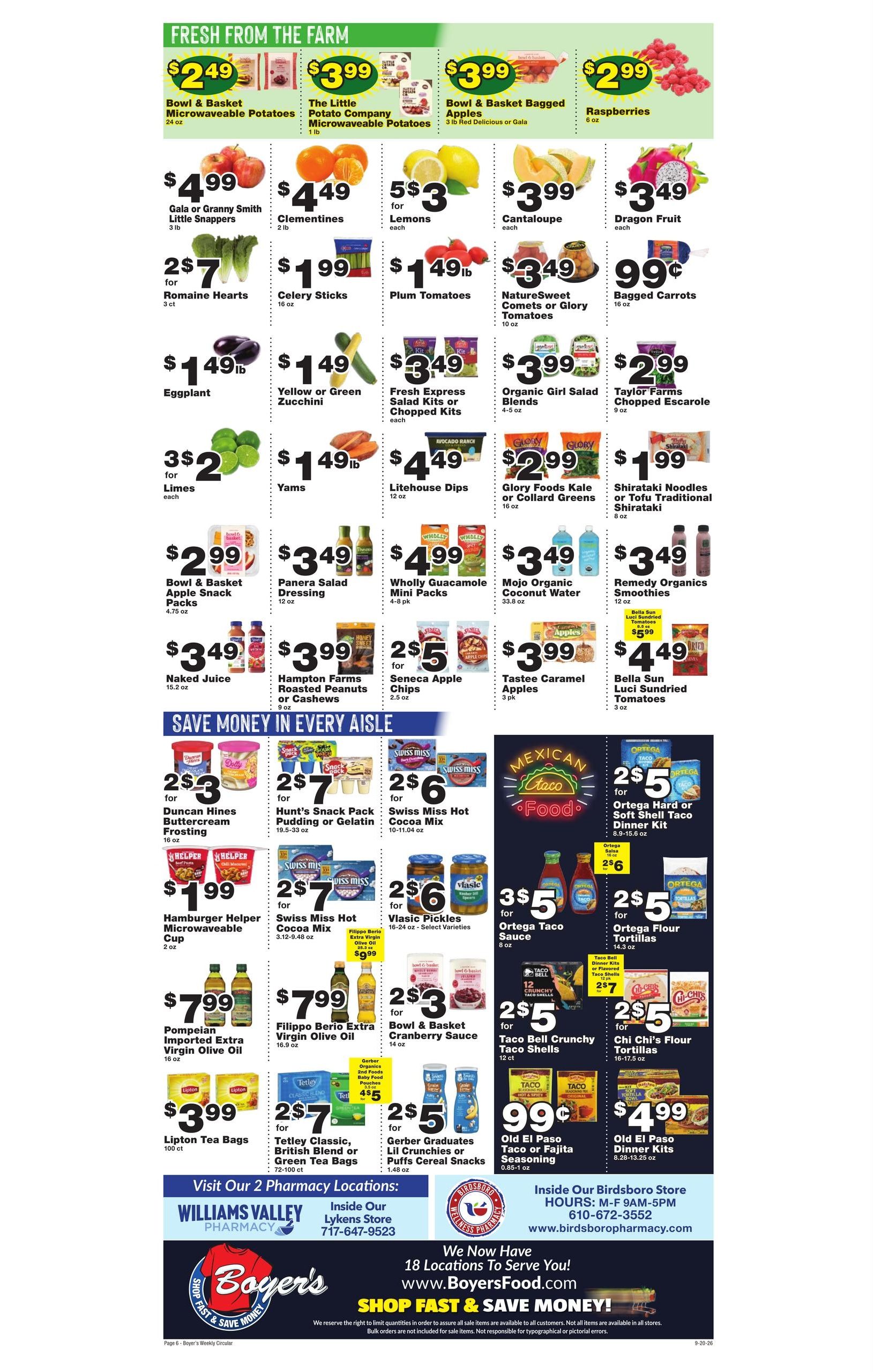 Boyer's Food Markets (Hunlock Creek Area, PA) Weekly Ad September 20 - 26, 2026