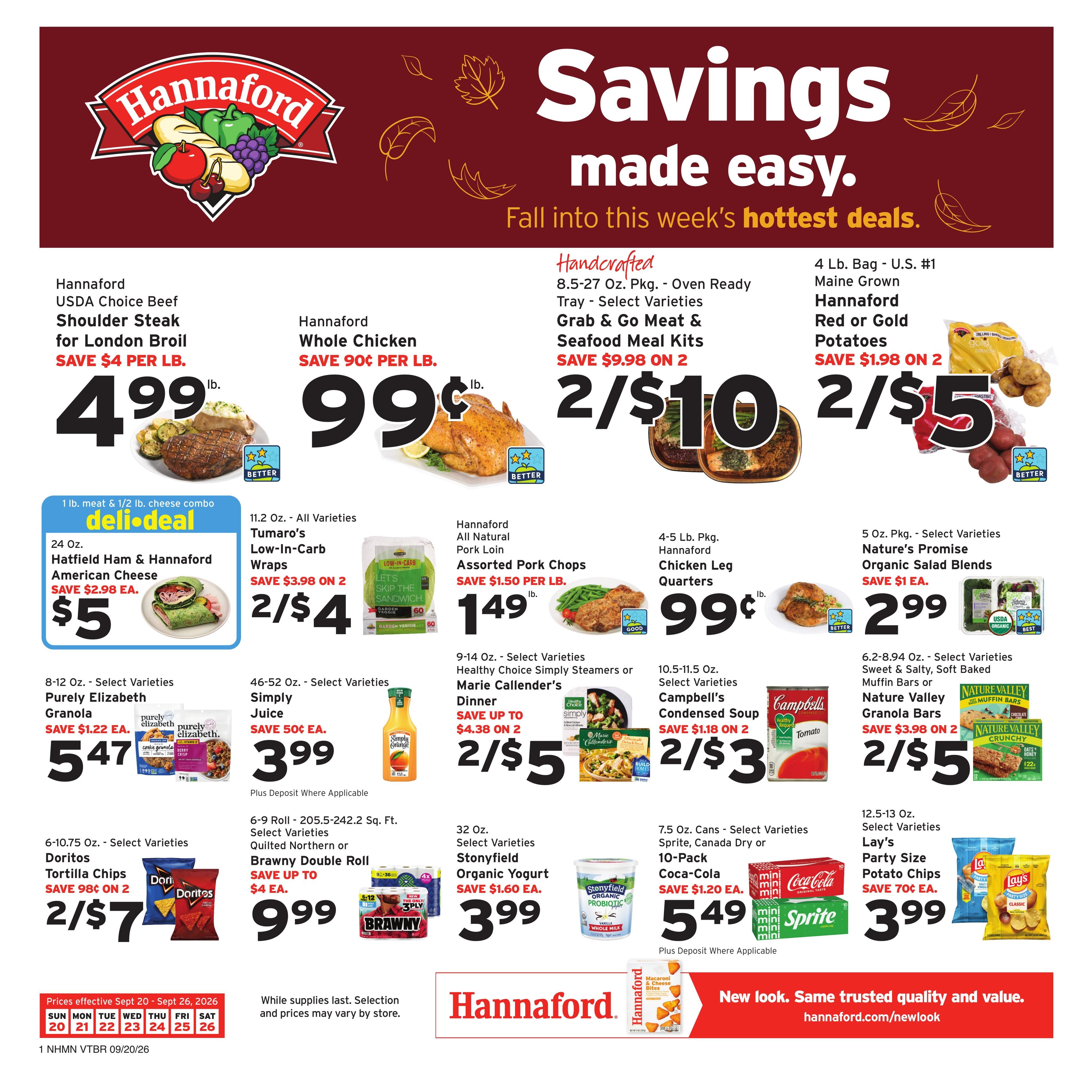 Hannaford (Brattleboro Area, VT) Week 39 Weekly Ad September 20 - 26, 2026