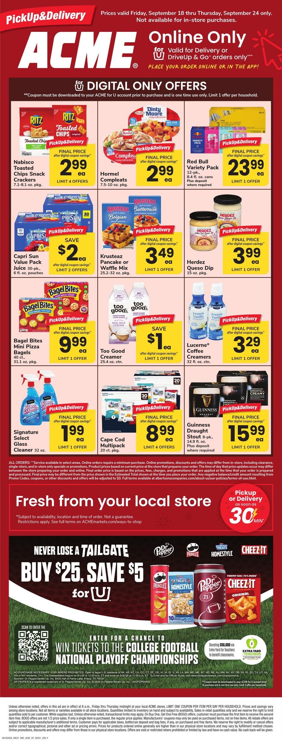 Acme Markets (Yonkers Area, NY) Bonus Online Savings Weekly Ad September 18 - 24, 2026