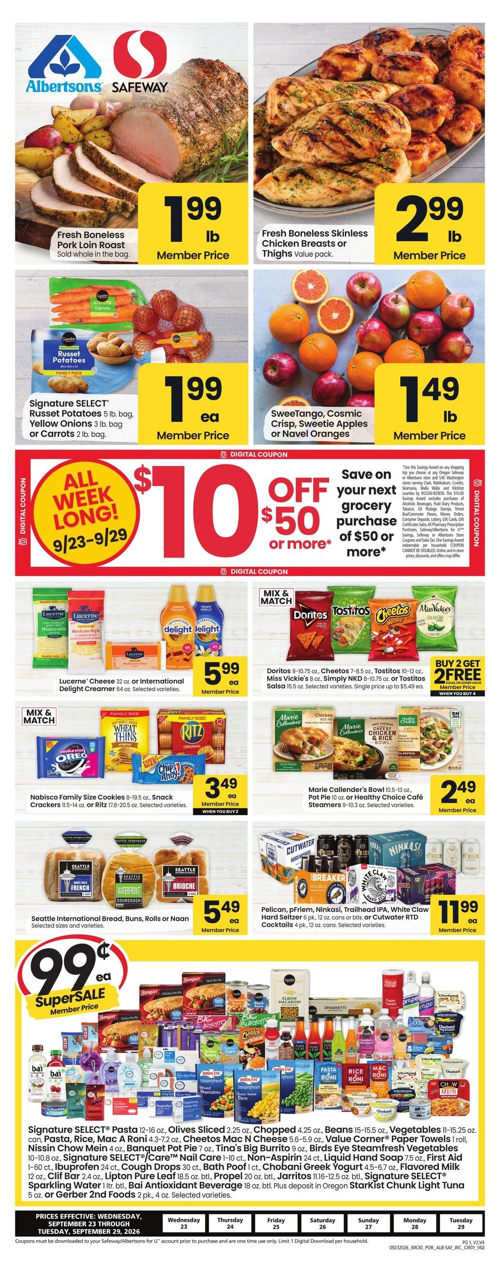 Albertsons (Adams Area, OR) Weekly Ad September 23 - 29, 2026