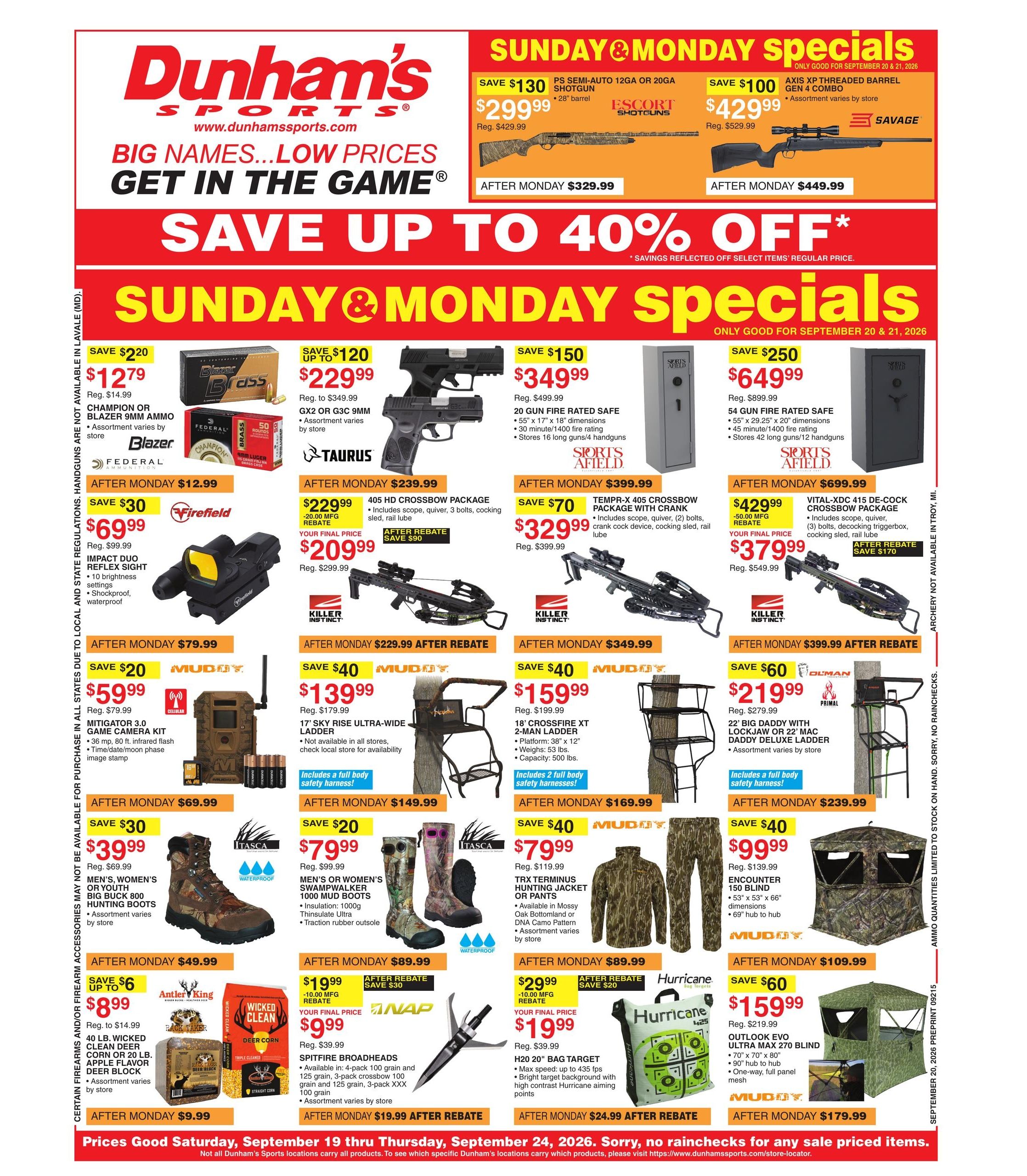 Dunham's Sports (South Bend Area, IN) Weekly Ad September 19 - 24, 2026