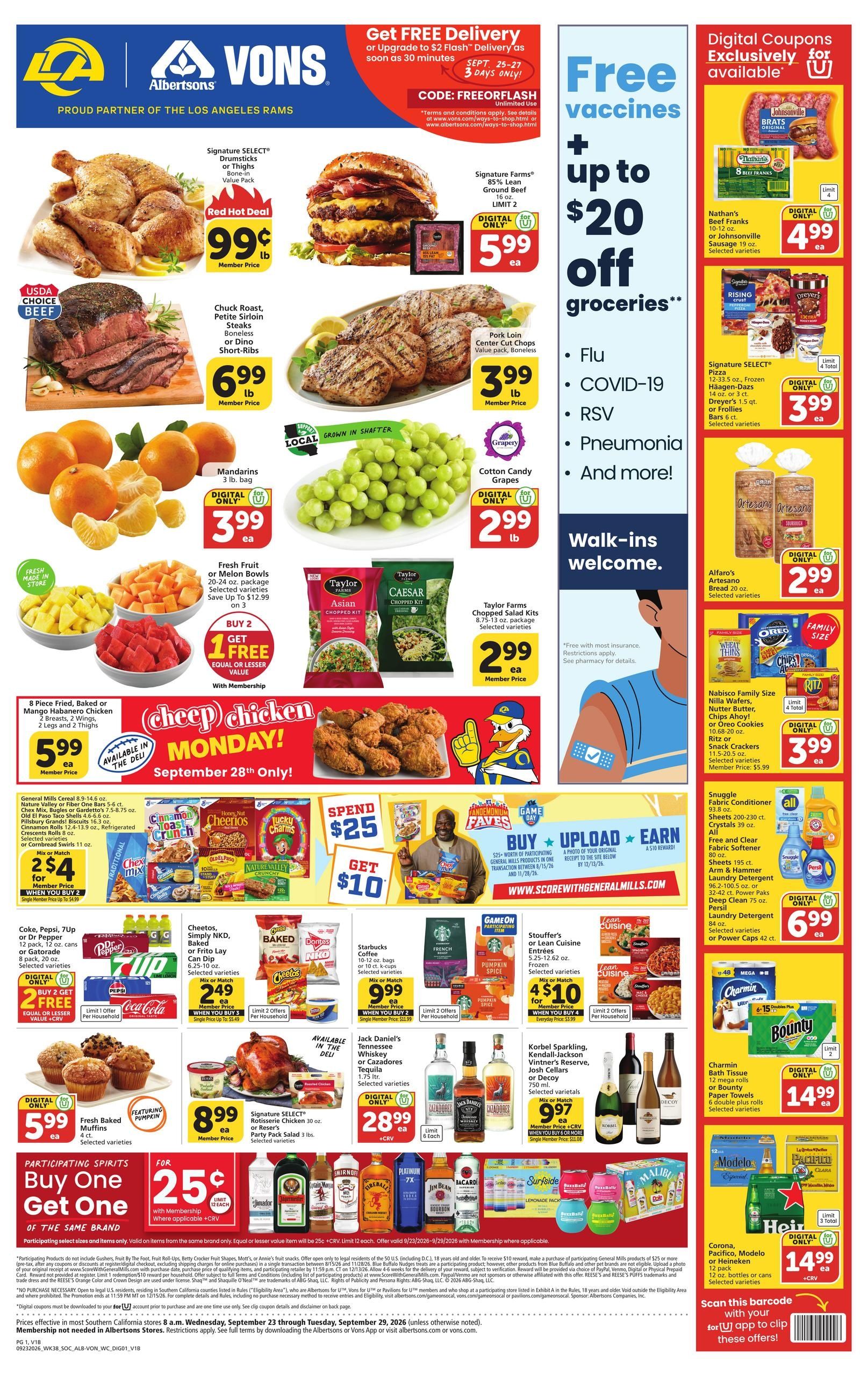 Vons (Bonsall Area, CA) Weekly Ad September 23 - 29, 2026