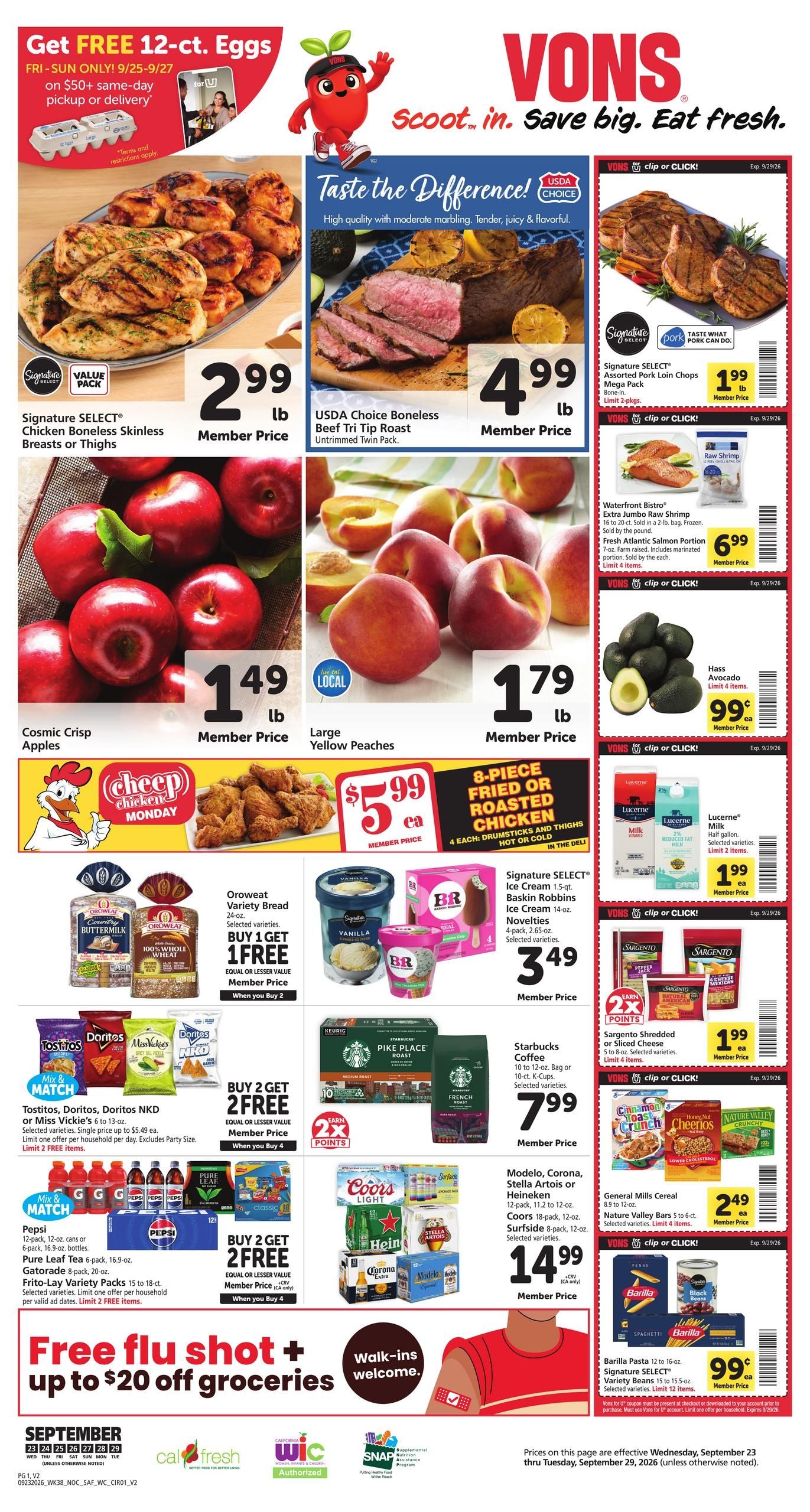 Vons (Burrel Area, CA) Weekly Ad September 23 - 29, 2026