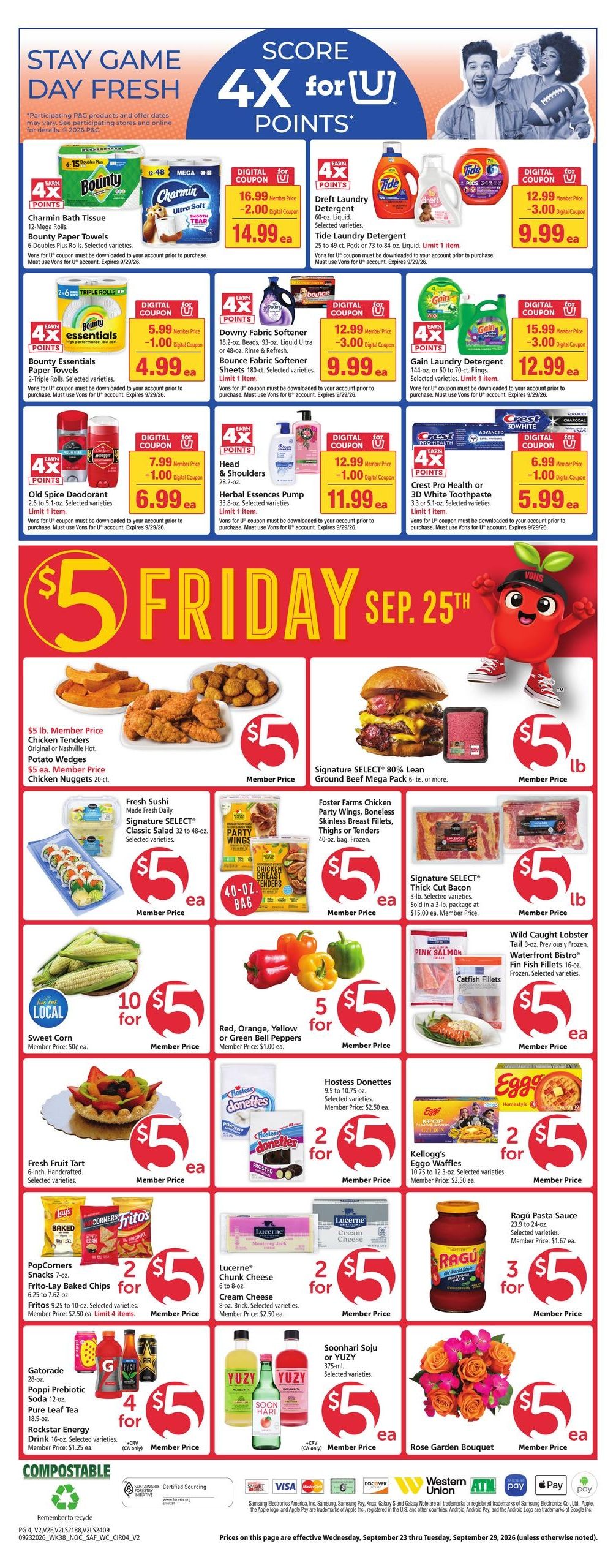 Vons (Burrel Area, CA) Weekly Ad September 23 - 29, 2026