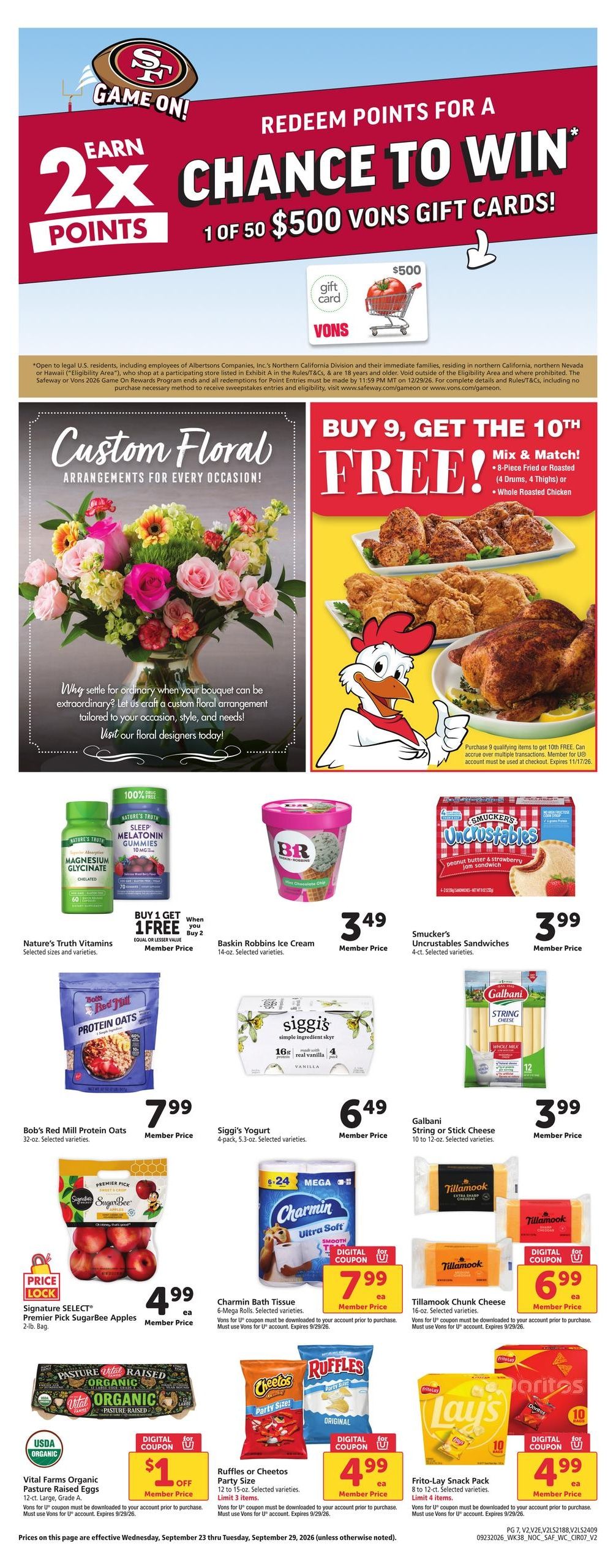 Vons (Burrel Area, CA) Weekly Ad September 23 - 29, 2026