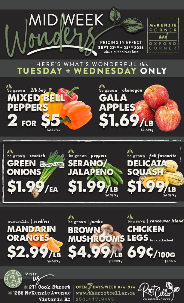 The Root Cellar Mid-Week Flyer September 22 and 23