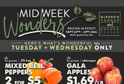The Root Cellar Mid-Week Flyer September 22 and 23