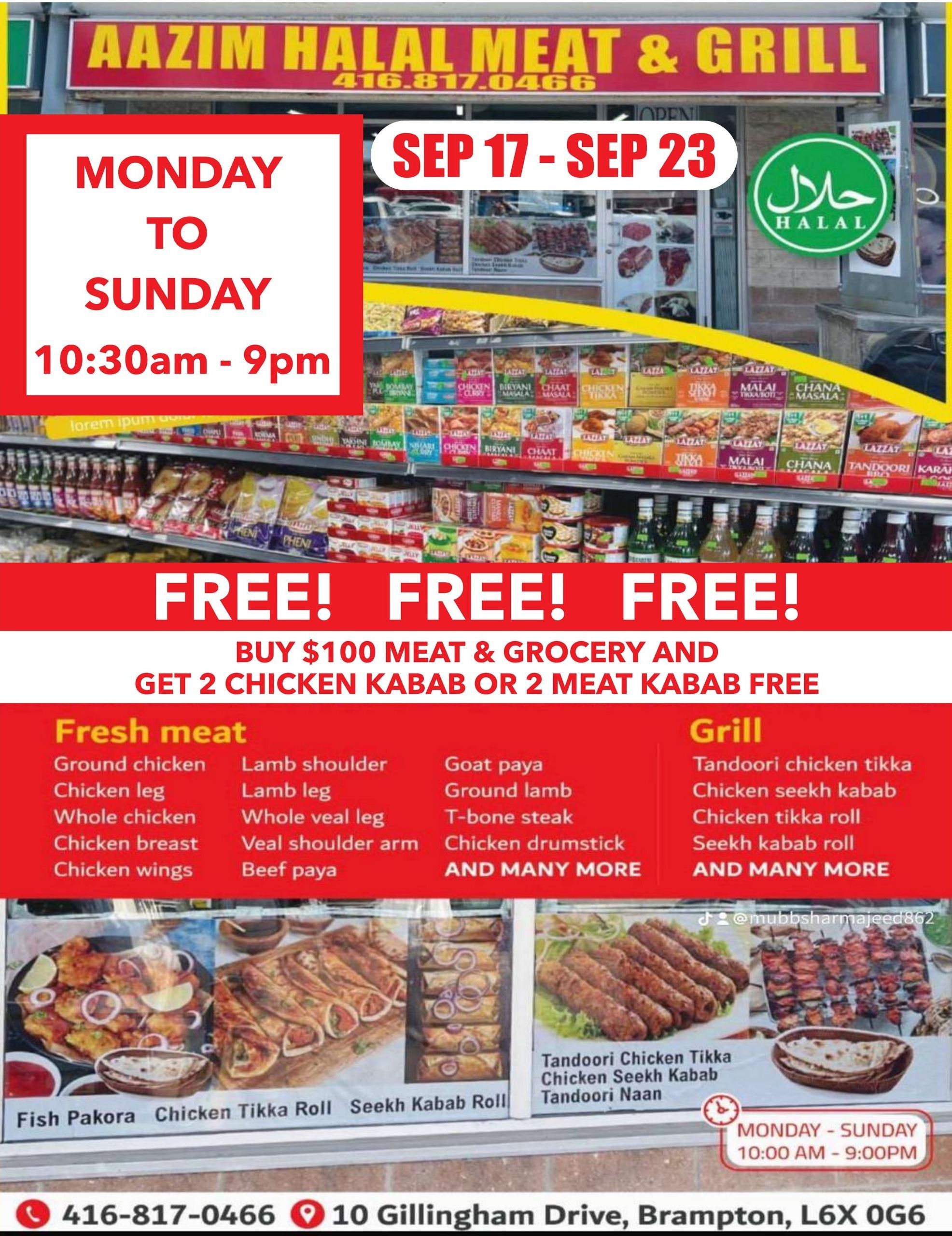Aazim Halal Meat & Grill Flyer September 17 to 23