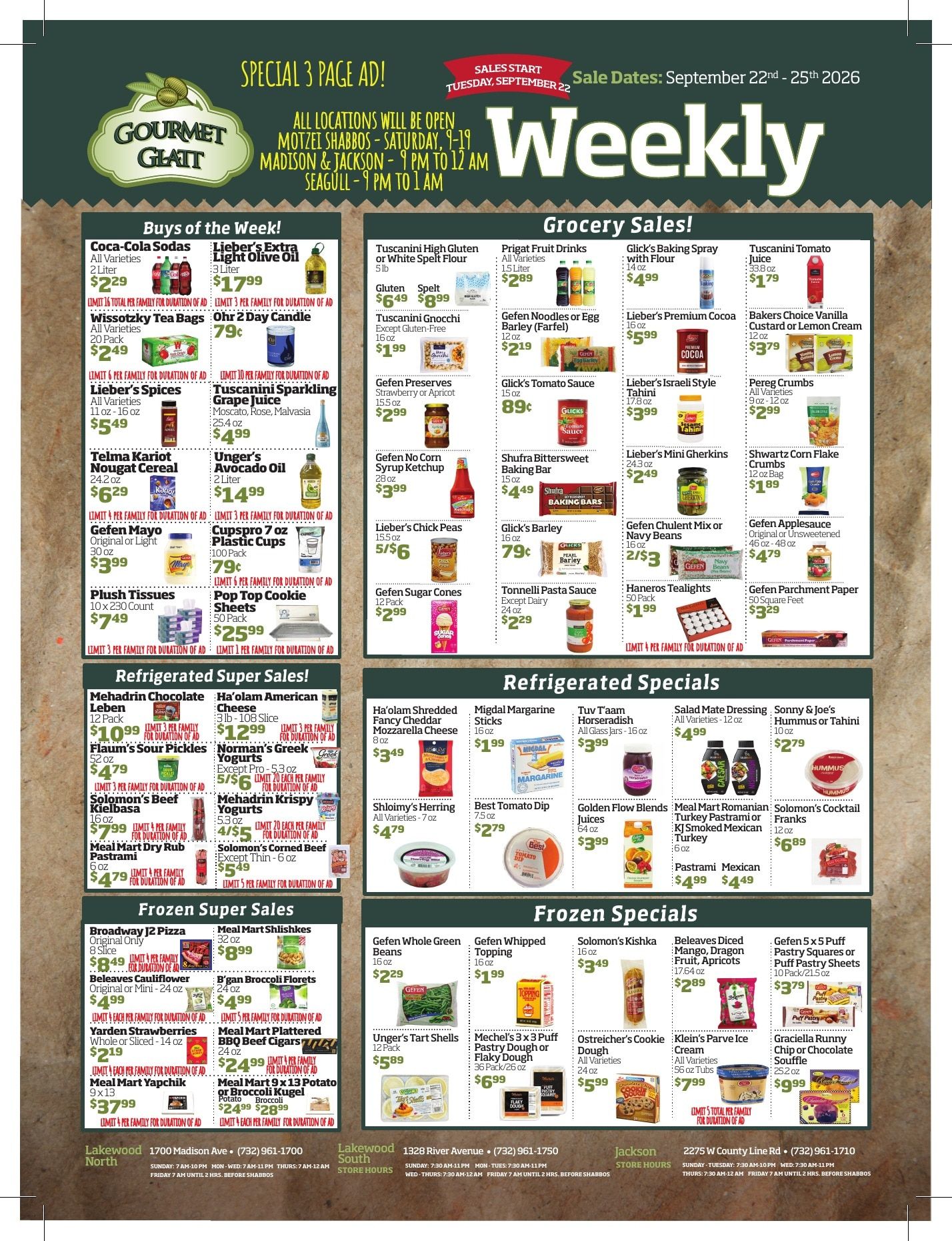Gourmet Glatt (New Jersey) Weekly Ad September 22 - 25, 2026
