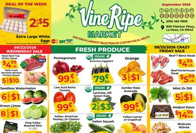 Vine Ripe (8191 Fletcher Parkway, La Mesa, CA) Weekly Ad September 22 - 28, 2026