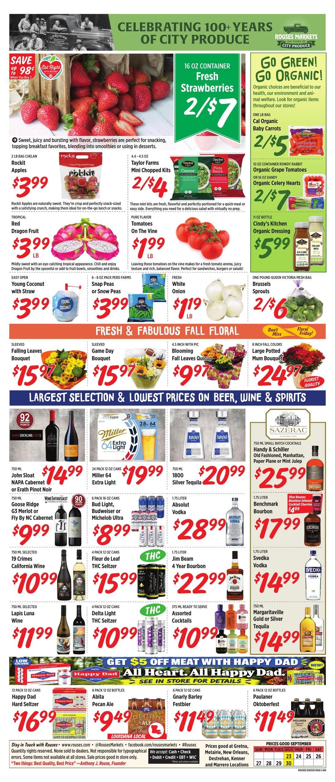 Rouses Supermarkets (New Orleans Area, LA) Weekly Ad September 23 - 30, 2026