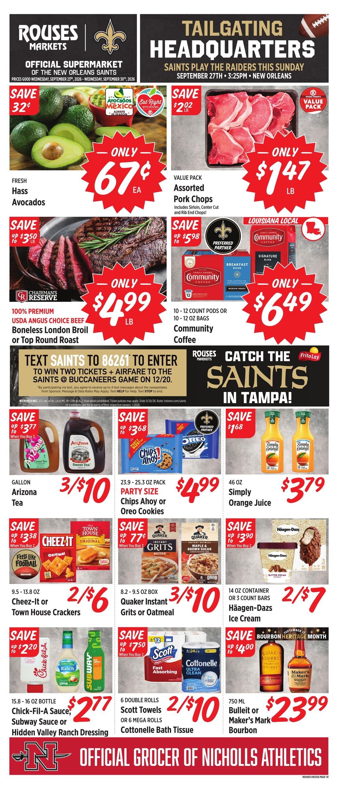 Rouses Supermarkets (Donaldsonville Area, LA) Weekly Ad September 23 - 30, 2026