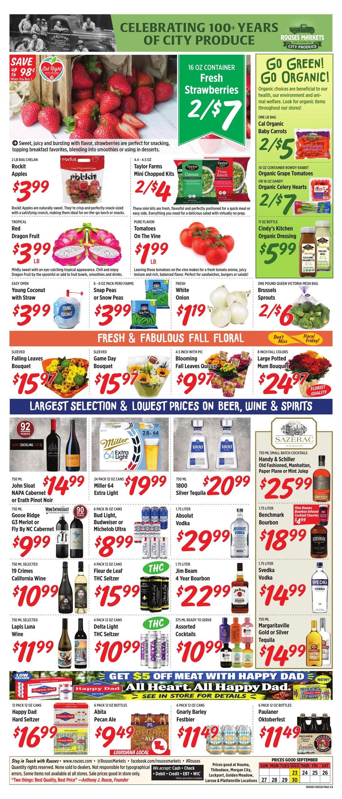 Rouses Supermarkets (Donaldsonville Area, LA) Weekly Ad September 23 - 30, 2026