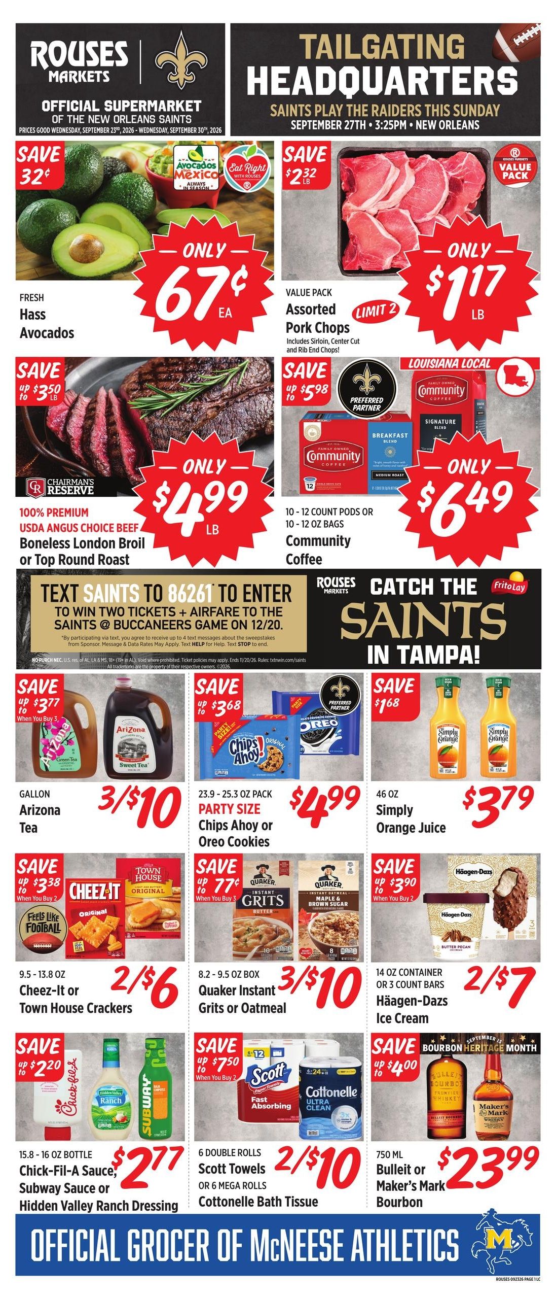 Rouses Supermarkets (Bell City Area, LA) Weekly Ad September 23 - 30, 2026