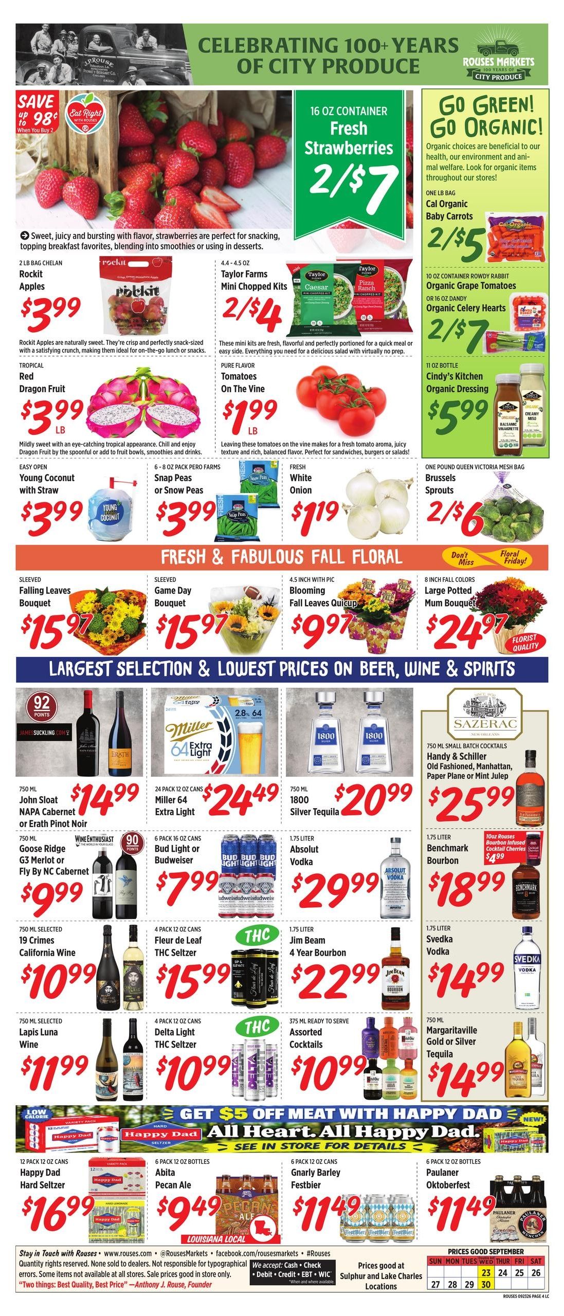 Rouses Supermarkets (Bell City Area, LA) Weekly Ad September 23 - 30, 2026