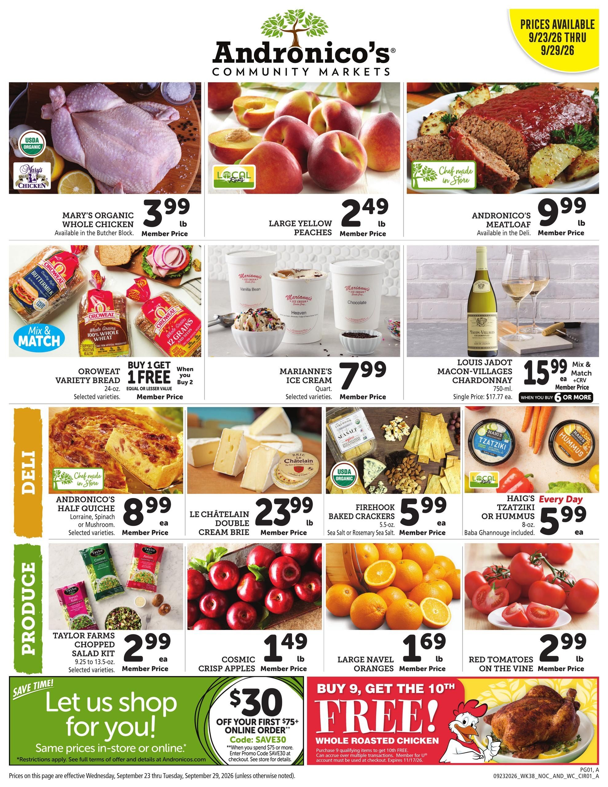 Andronico's Community Markets Weekly Ad September 23 - 29, 2026