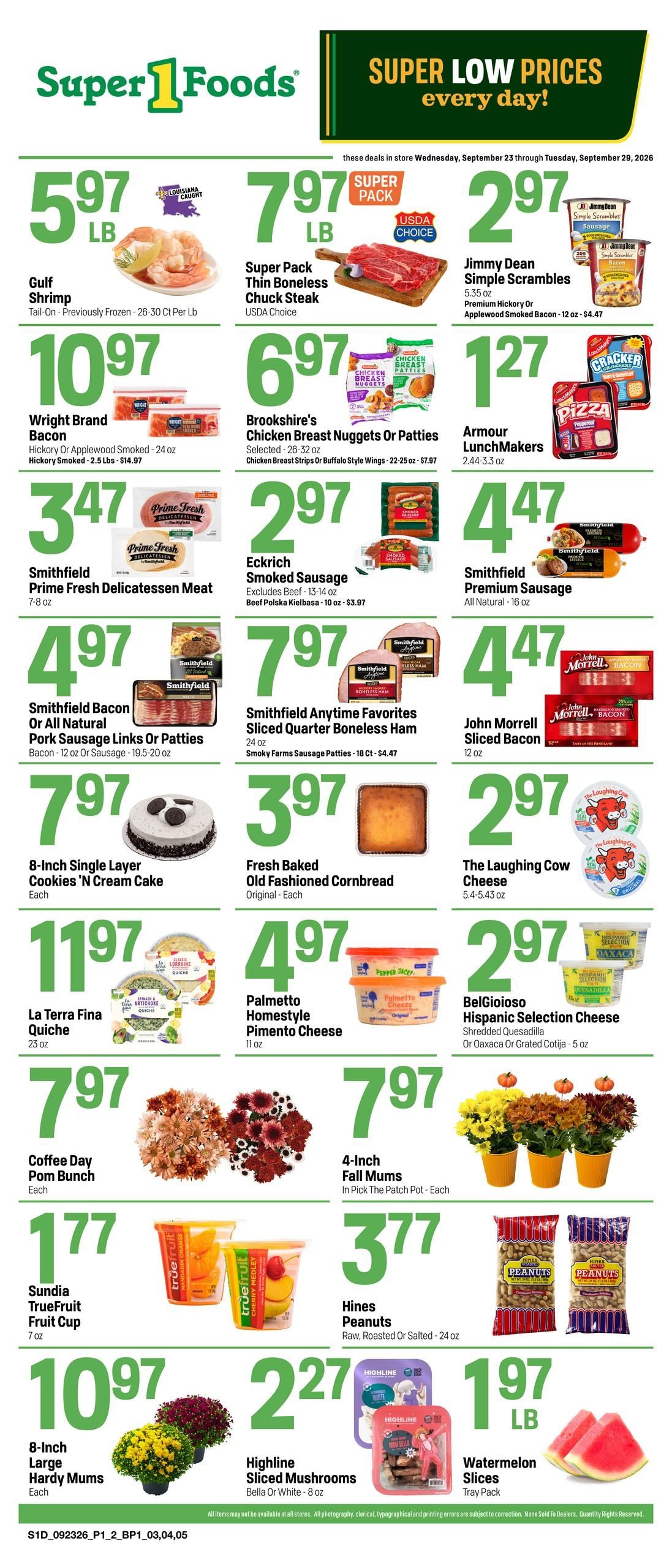Super 1 Foods & Discount Pharmacy (Texarkana Area, AR) Hot Sheet Weekly Weekly Ad September 23 - 29, 2026