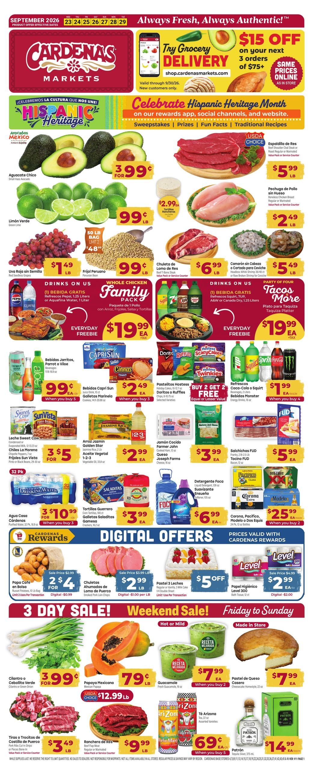 Cardenas Markets (Bonsall Area, CA) Weekly Ad September 23 - 29, 2026