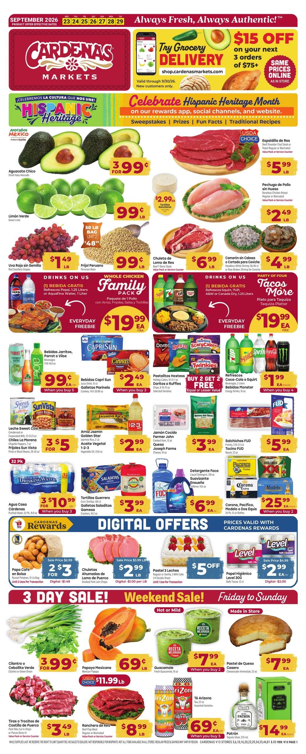 Cardenas Markets (El Monte Area, CA) Weekly Ad September 23 - 29, 2026