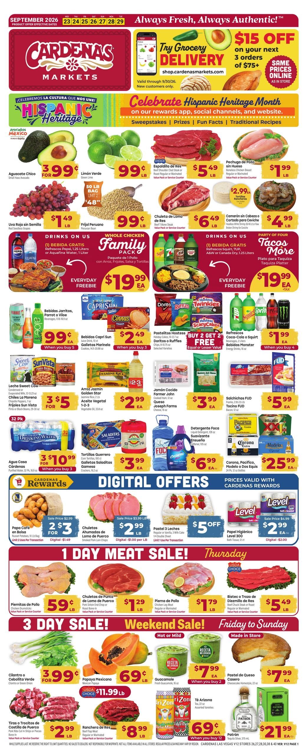 Cardenas Markets (Henderson Area, NV) Weekly Ad September 23 - 29, 2026