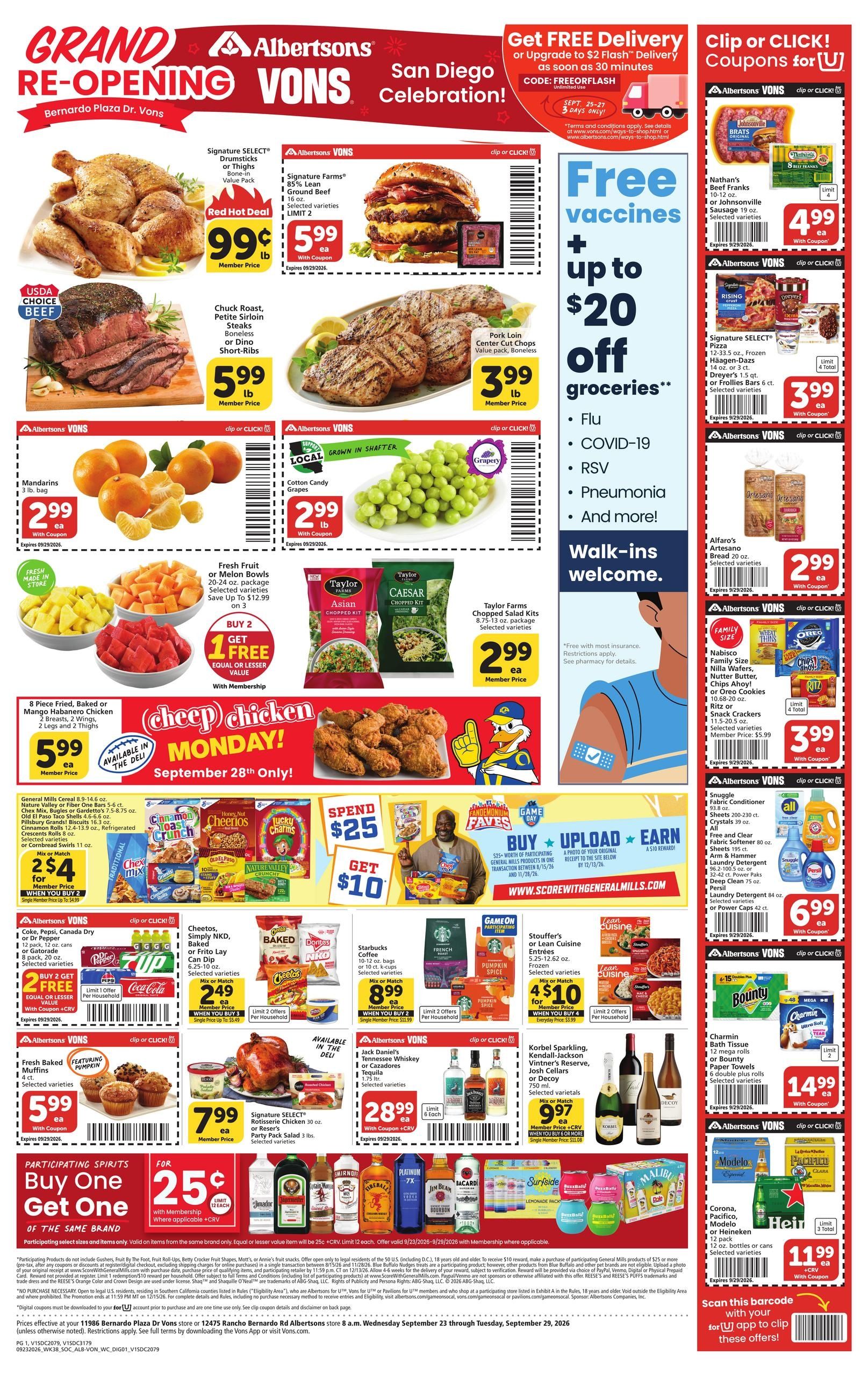 Vons (San Diego Area, CA) Weekly Ad September 23 - 29, 2026