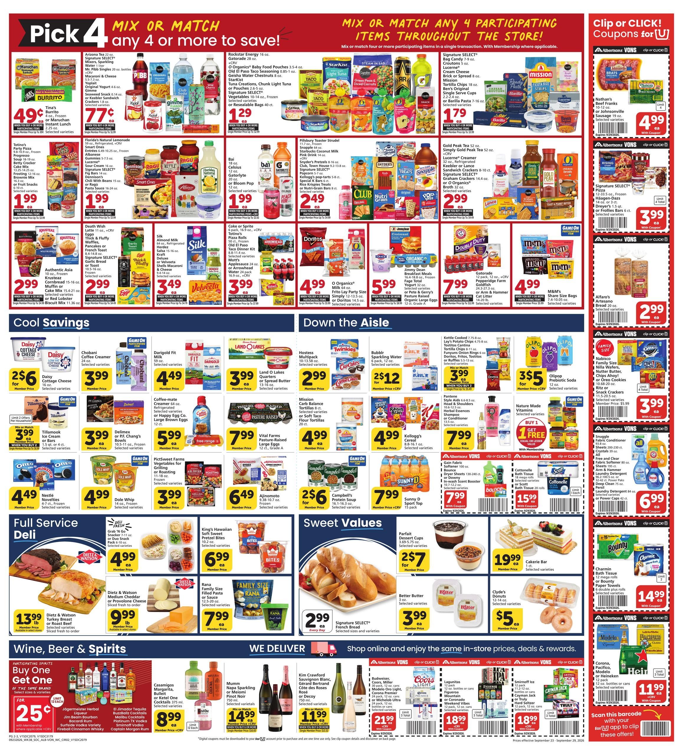 Vons (San Diego Area, CA) Weekly Ad September 23 - 29, 2026