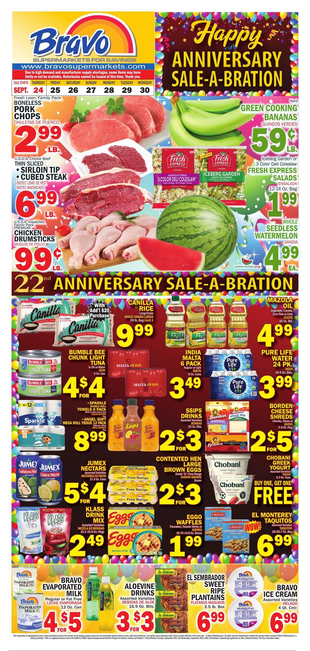 Bravo Supermarket (Boca Raton Area, FL) Bravo Florida Weekly Weekly Ad September 24 - 30, 2026
