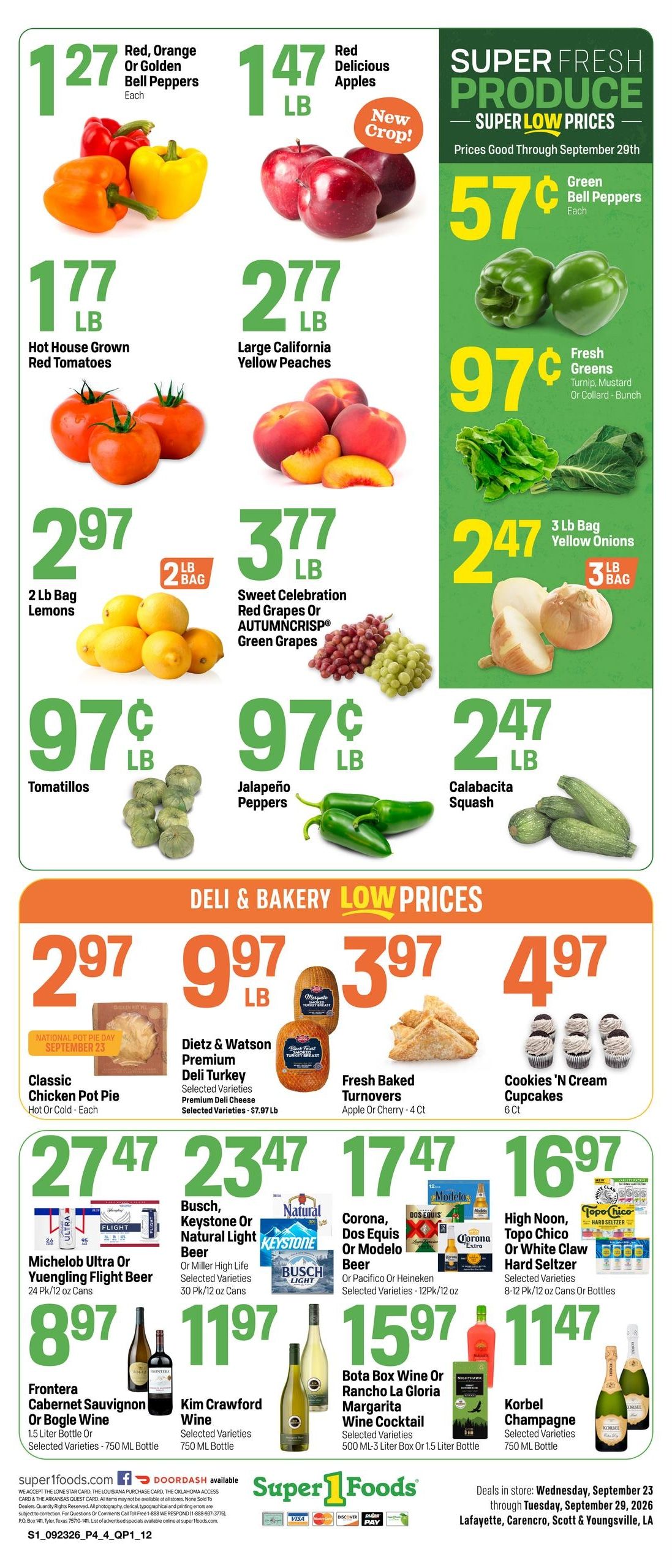 Super 1 Foods & Discount Pharmacy (Lafayette Area, LA) Weekly Ad September 23 - 29, 2026