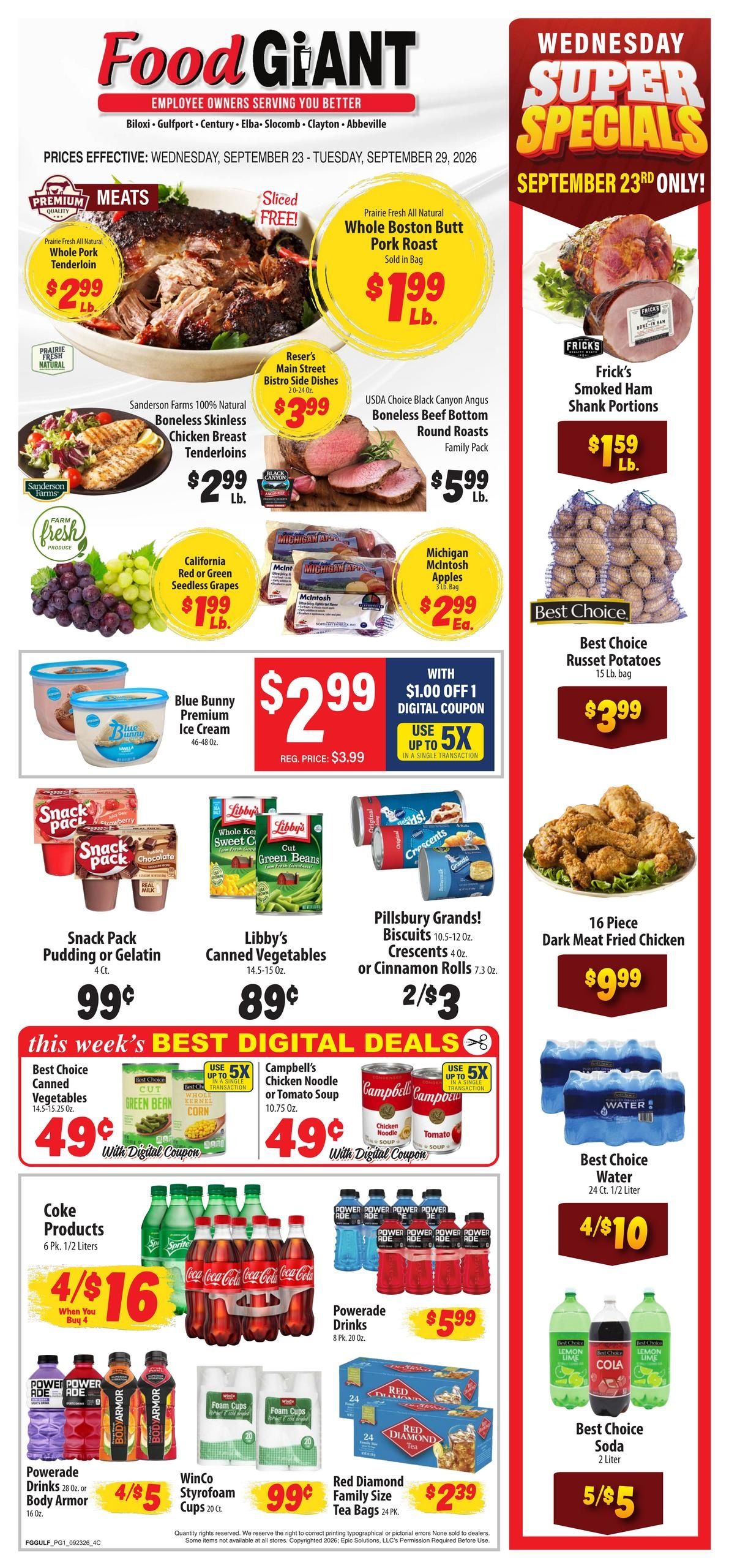 Food Giant (Dothan Area, AL) Weekly Ad September 23 - 29, 2026